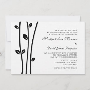 Leaved Black Branches Wedding Invitation