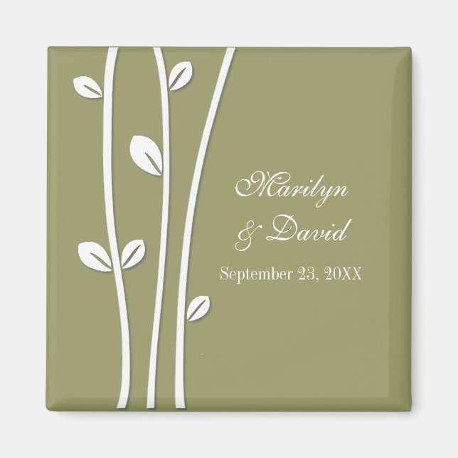 Leaved White Branches Magnet (Front)