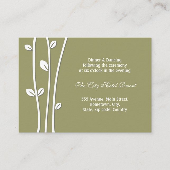 Leaved White Branches Reception Enclosure Card (Front)
