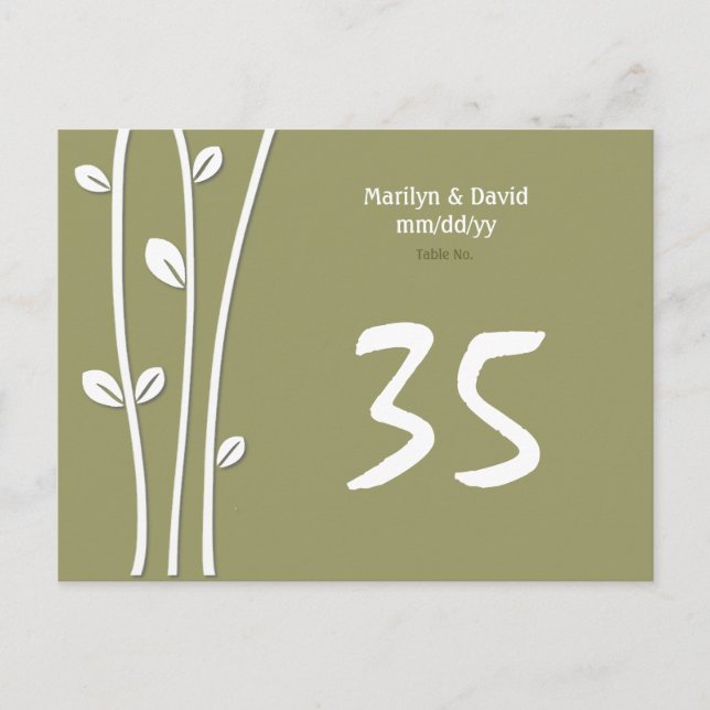 Leaved White Branches Table Number Postcard (Front)