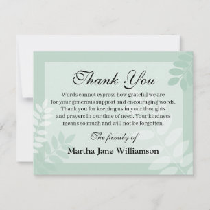 LeaveGreen Funeral Note Card Flat Bereavement Note