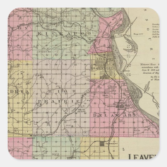 Leavenworth County, Kansas Square Sticker (Front)
