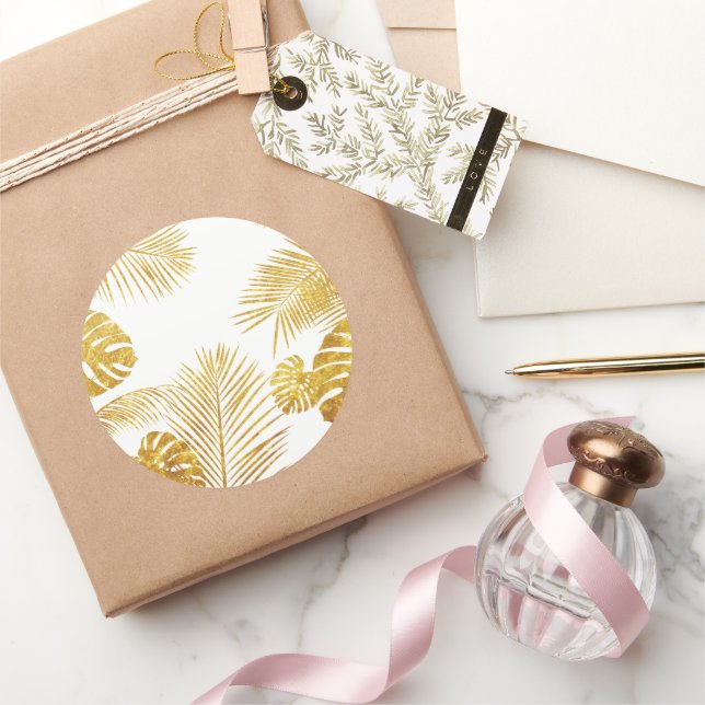 Leaves 10 classic round sticker (Gifting)