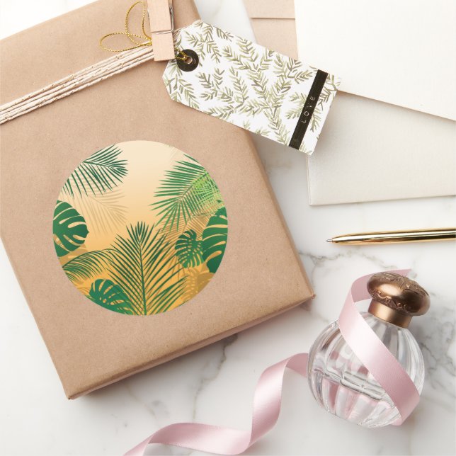 Leaves 4 classic round sticker (Gifting)