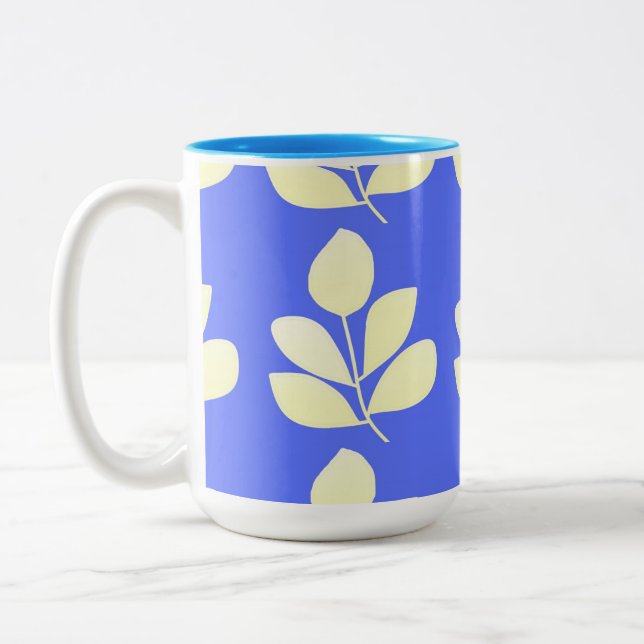 leaves abstract art Two-Tone coffee mug (Left)