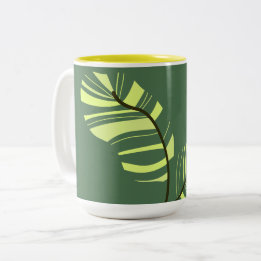 Leaves abstract Two-Tone coffee mug