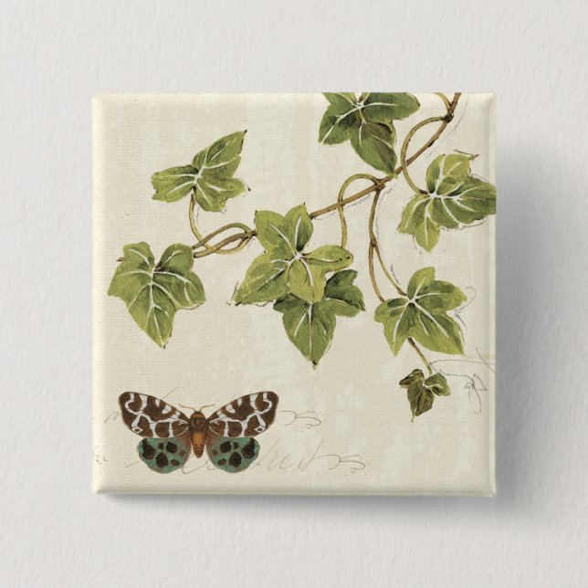 Leaves and a Butterfly 15 Cm Square Badge (Front)