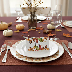 Leaves and acorns place card