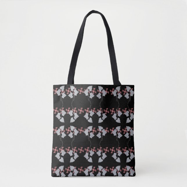 Leaves And Asterisks Black  Tote Bag (Front)