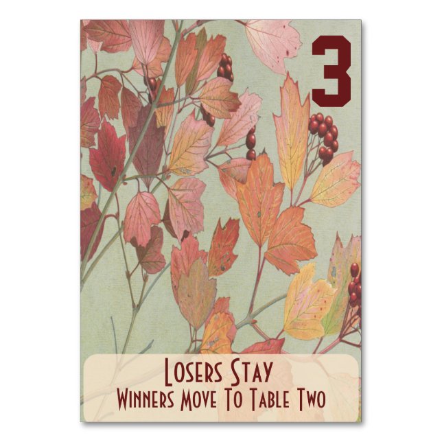 Leaves and Berries Bunco #3 Table Number (Back)