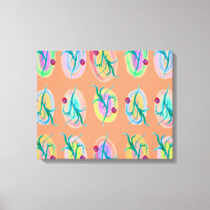 Leaves and Berries Folk Art Watercolour Canvas Print