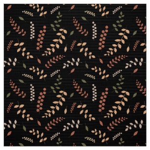 Leaves and berries on black fabric