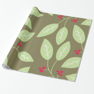 leaves and berries patterned wrapping paper