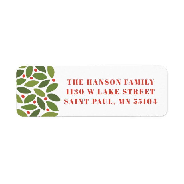 Leaves and Berries White Return Address Label (Front)