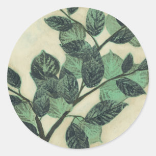 Leaves and Branches on Cream Background Classic Round Sticker