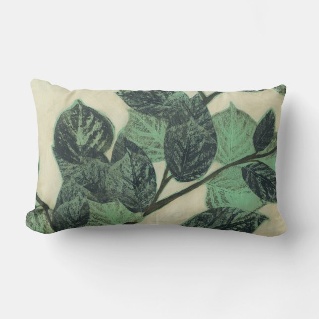 Leaves and Branches on Cream Background Lumbar Cushion (Front)