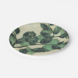 Leaves and Branches on Cream Background Paper Plate