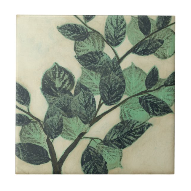 Leaves and Branches on Cream Background Tile (Front)