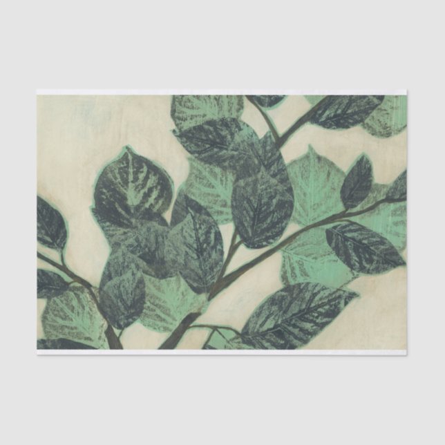Leaves and Branches on Cream Background Tissue Paper (Front)