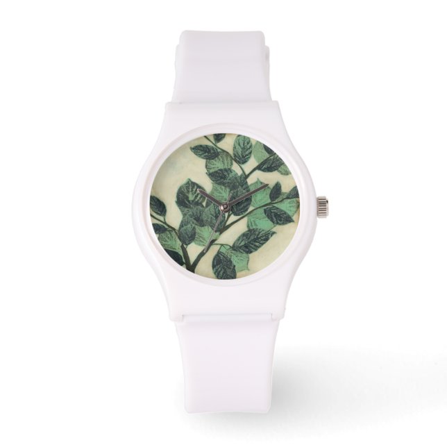 Leaves and Branches on Cream Background Watch (Front)