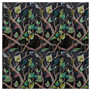 Leaves and Butterflies Hand-Painted Pattern Fabric