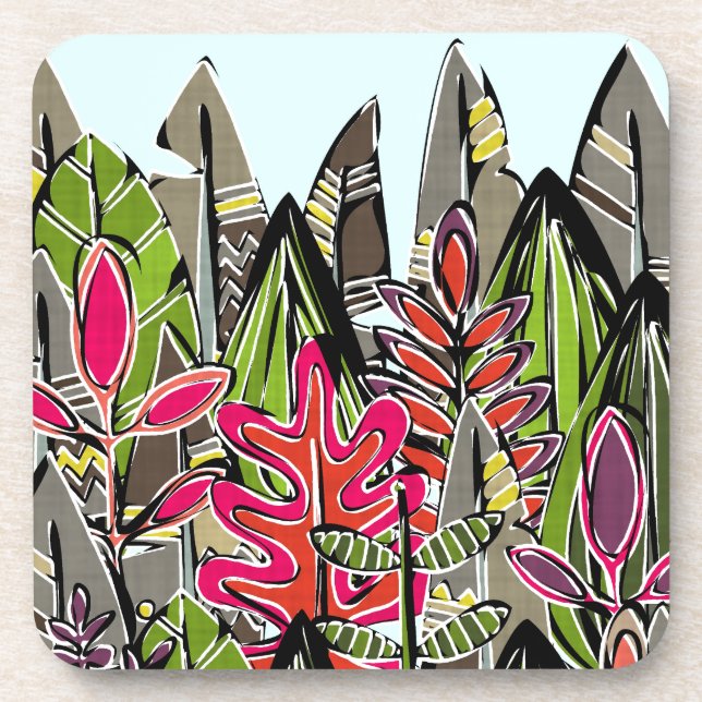 leaves and feathers jungle coaster (Front)