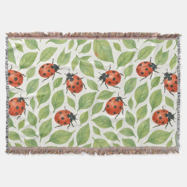 Leaves and Ladybugs  Throw Blanket (Front)