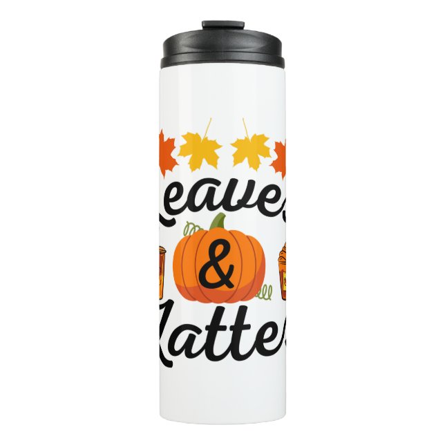 Leaves And Latte Fall Autumn Thermal Tumbler (Front)