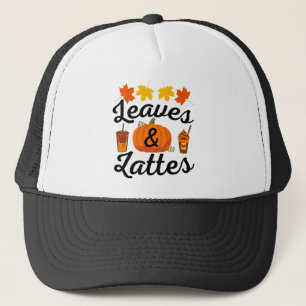 Leaves And Latte Fall Autumn Trucker Hat