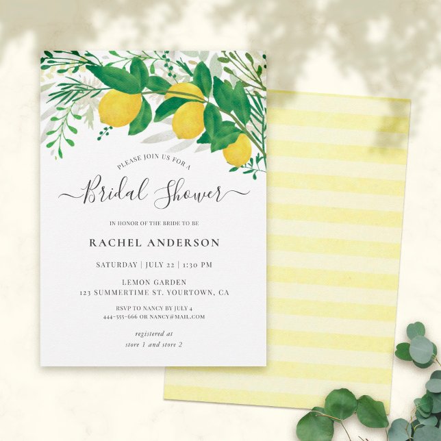  Leaves and Lemons Bridal Shower Invitation Card (Creator Uploaded)