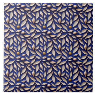 Leaves and navy blue pattern tile