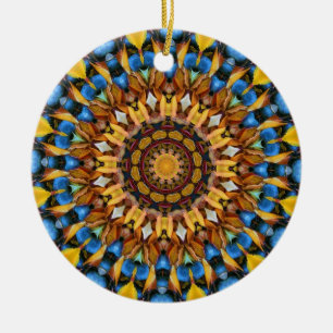 Leaves and Pebbles Mandala 02 Ceramic Tree Decoration