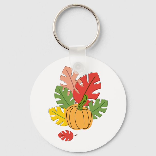 Leaves and Pumpkins Key Ring (Front)
