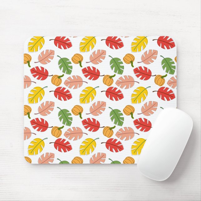Leaves and Pumpkins Mouse Mat (With Mouse)