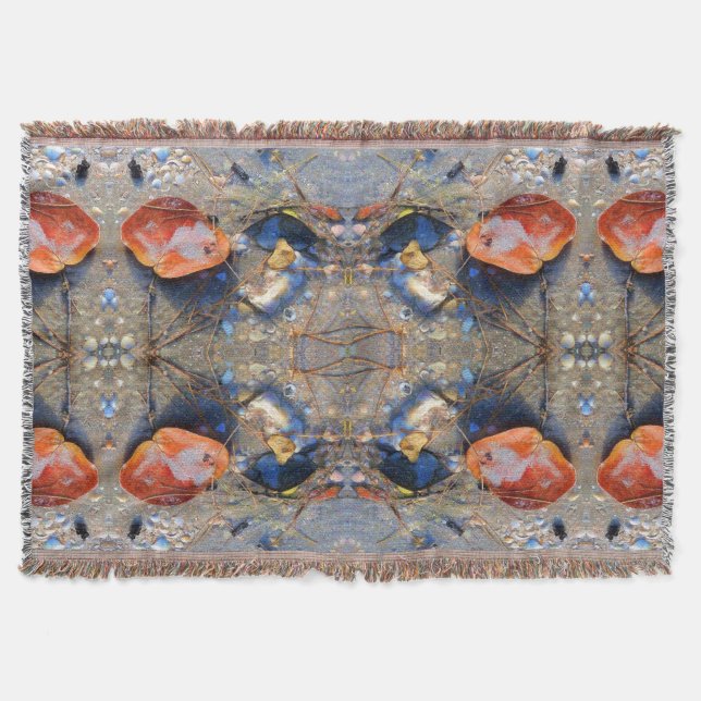 Leaves and Sea Shells Pattern, II Throw Blanket (Front)
