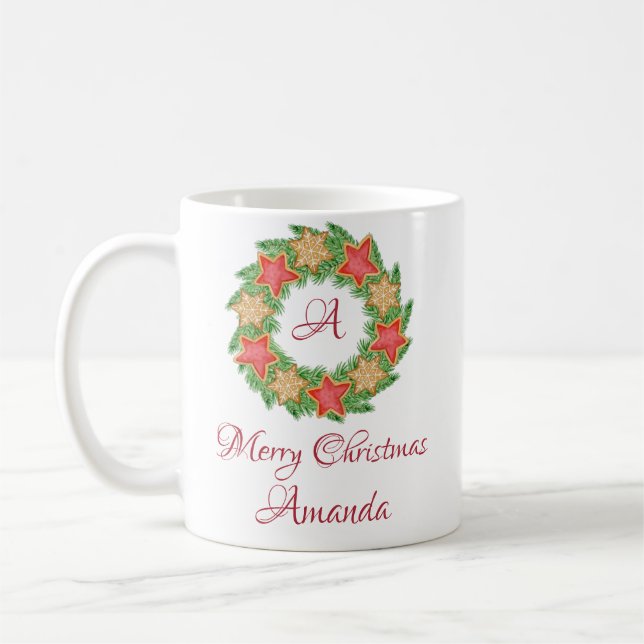 Leaves and star cookies christmas coffee mug (Left)