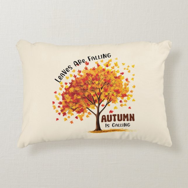 Leaves Are Falling, Autumn Is Calling – Cosy Fall  Decorative Cushion (Front)