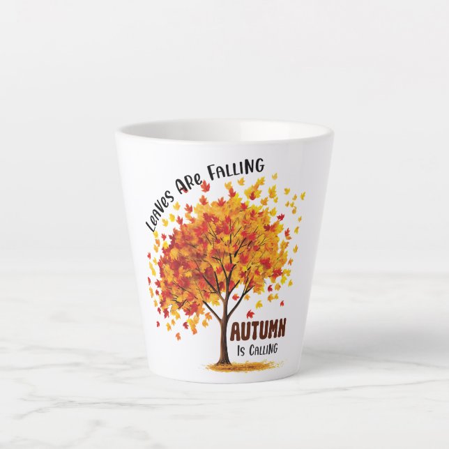 Leaves Are Falling, Autumn Is Calling – Cosy Fall  Latte Mug (Front)