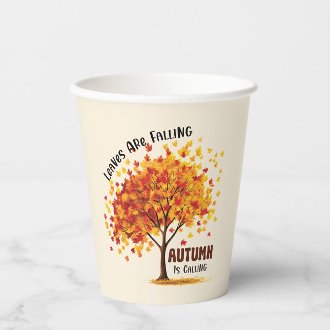 Leaves Are Falling, Autumn Is Calling – Cosy Fall  Paper Cups (Front)