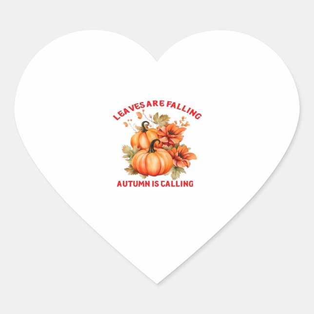 Leaves Are Falling Autumn Is Calling Design Classi Heart Sticker (Front)