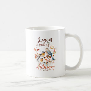 Leaves Are Falling –Whimsical Fall Birds & Foliage Coffee Mug