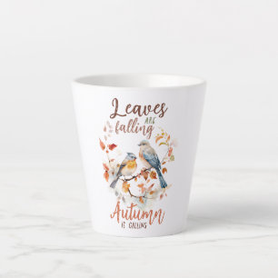 Leaves Are Falling –Whimsical Fall Birds & Foliage Latte Mug