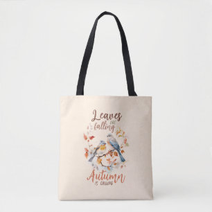 Leaves Are Falling –Whimsical Fall Birds & Foliage Tote Bag