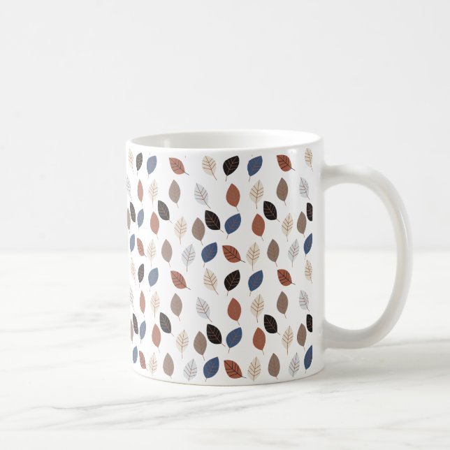 Leaves Autumn Colours Retro Pattern Coffee Mug (Right)