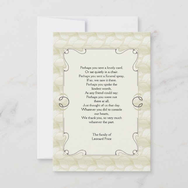 Leaves Bereavement Thank You Notecard (Front)