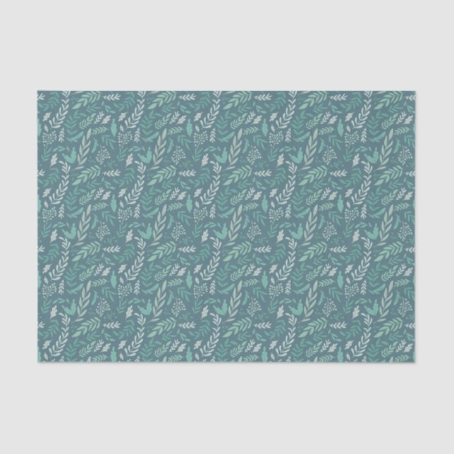 Leaves, berries and ferns design tissue paper (Front)