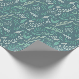 Leaves, berries and ferns design wrapping paper