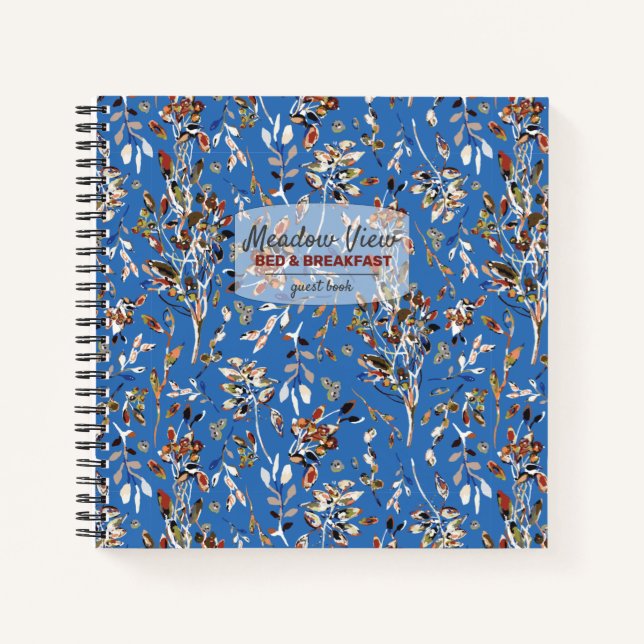 Leaves Berries Blue Vacation Rental Guest Book (Front)