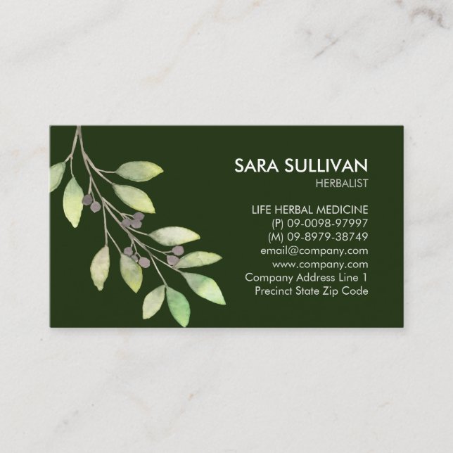 Leaves Berries Herbal Medicine Herbs Business Card (Front)