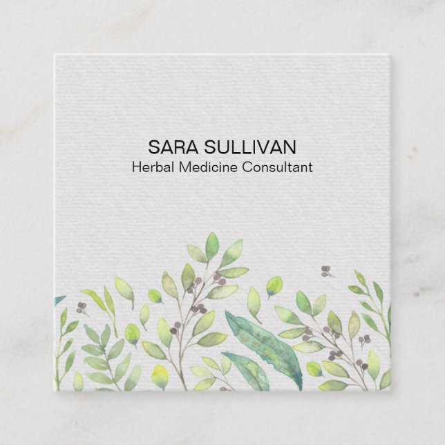 Leaves Berries Herbal Medicine Herbs Square Business Card (Front)
